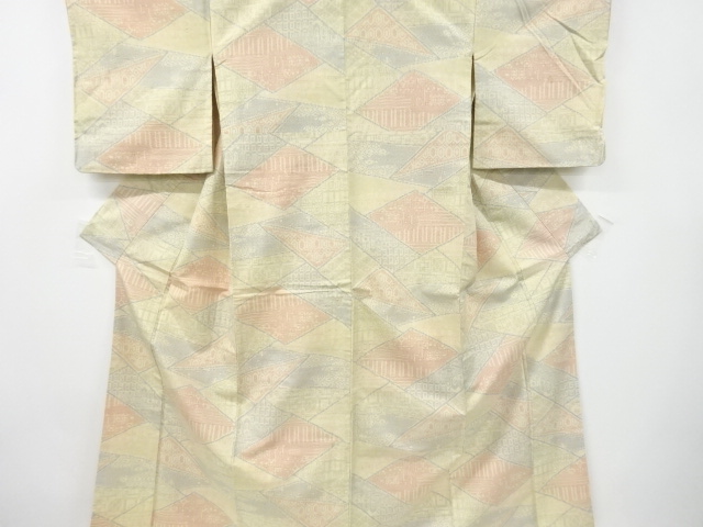 JAPANESE KIMONO / ANTIQUE KIMONO / SILK / TOKAMACHI TSUMUGI / WOVEN GEOMETRIC PATTERN